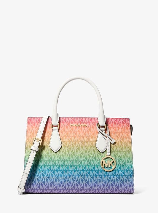 Sheila Medium Rainbow Signature Logo Satchel