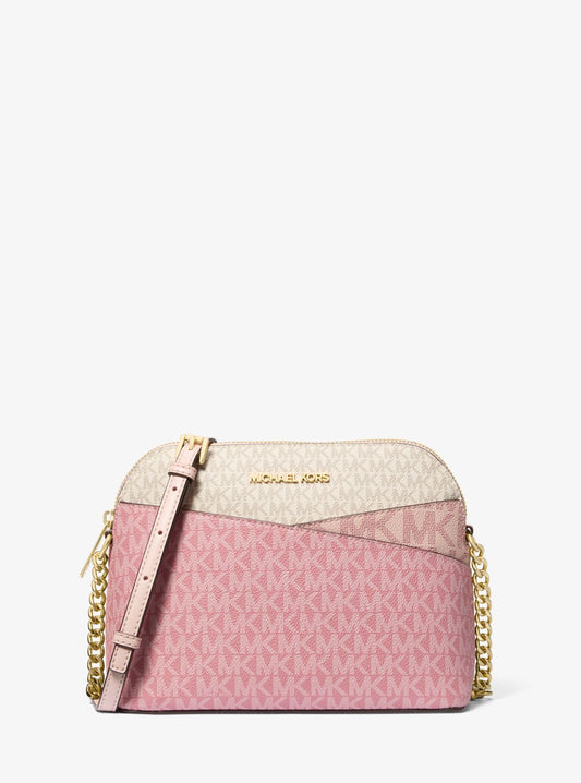 Jet Set Travel Medium Color-Block Signature Logo Crossbody Bag