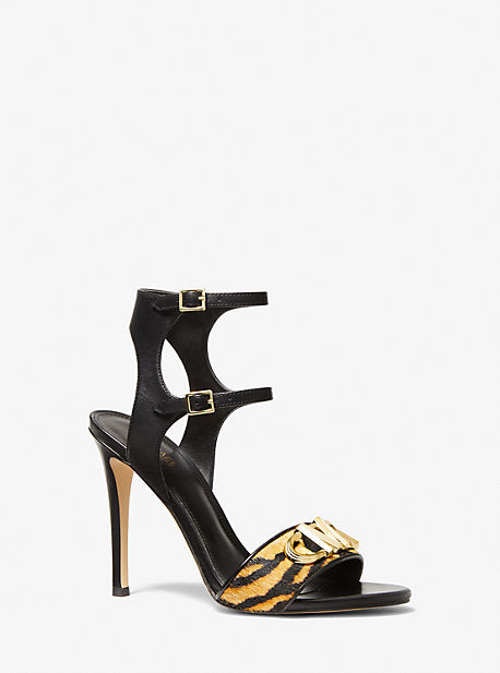 Parker Tiger Print Calf Hair and Leather Sandal