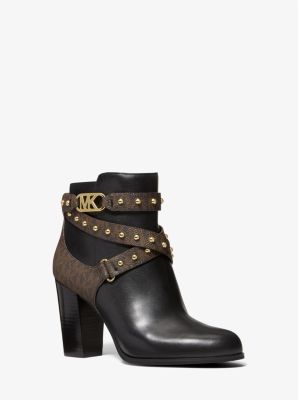 Kincaid Faux Leather and Studded Logo Ankle Boot