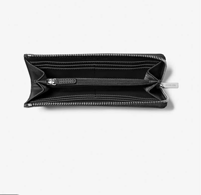 Michael kors large discount black zip wallet