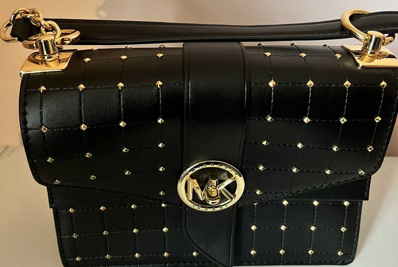 Greenwich small studded quilted faux leather crossbody bag Clearance