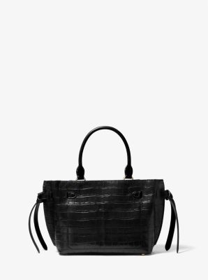 Hamilton Legacy Small Crocodile Embossed Leather Belted Satchel