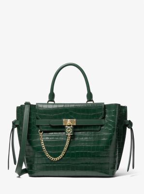 Hamilton Legacy Large Crocodile Embossed Leather Belted Satchel