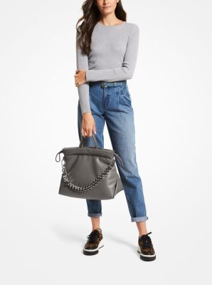 Lina Medium Logo Faux Leather Tote Bag