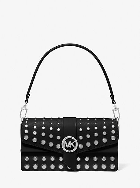 Greenwich Medium Studded Saffiano Leather Shoulder Bag 55573