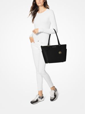 Jet Set Large Saffiano Leather Top-Zip Tote Bag