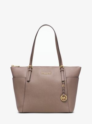 Jet Set Large Saffiano Leather Top-Zip Tote Bag