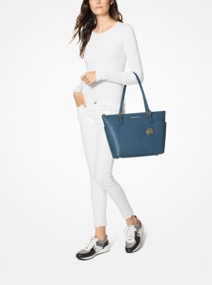 Jet Set Large Saffiano Leather Top-Zip Tote Bag