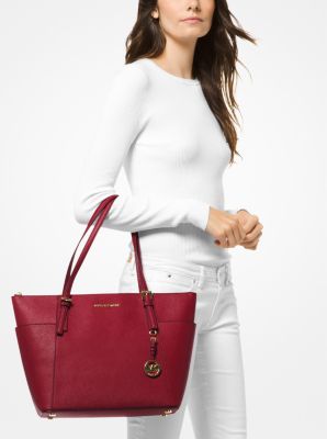 Jet Set Large Saffiano Leather Top-Zip Tote Bag