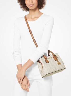 Camille small logo and leather satchel michael discount kors