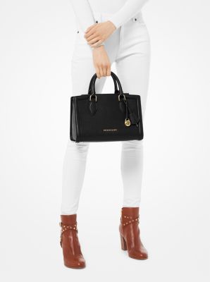 Zoe Medium Pebbled Leather Satchel