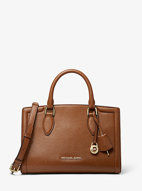 Zoe Medium Pebbled Leather Satchel