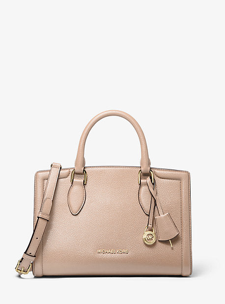 Zoe Medium Pebbled Leather Satchel