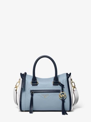 Carine Small Color-Block Pebbled Leather Satchel