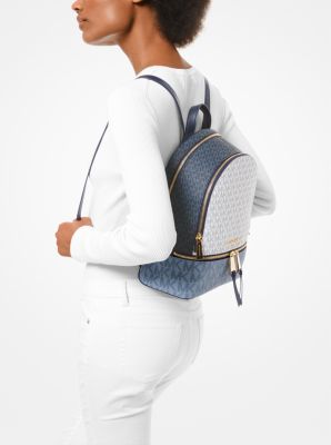 Rhea Medium Color-Block Logo Backpack