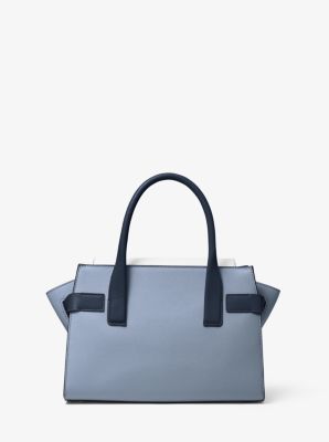Carmen Small Color-Block Saffiano Leather Belted Satchel