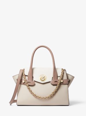 Carmen Small Color-Block Saffiano Leather Belted Satchel