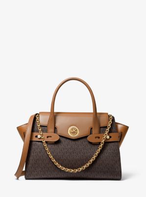 Michael michael kors carmen small logo and 2025 leather belted satchel