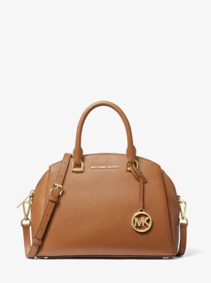 Maxine Medium Pebbled Leather Dome Satchel