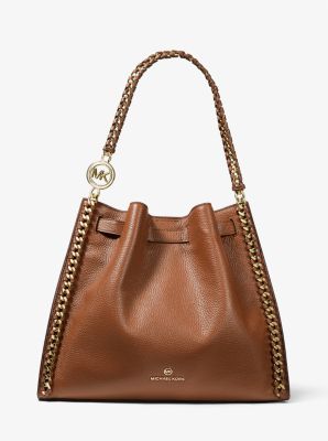 Mina Large Pebbled Leather Shoulder Bag