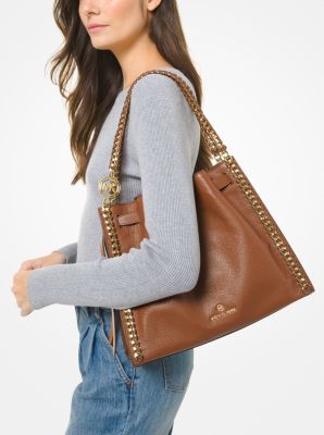 Mina Large Pebbled Leather Shoulder Bag
