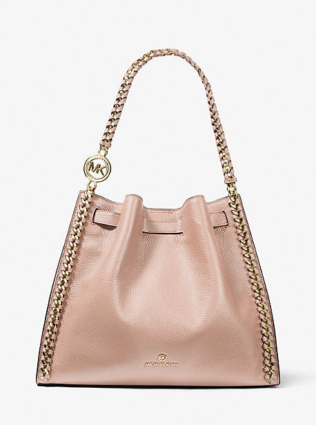 Mina Large Pebbled Leather Shoulder Bag