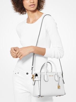 Michael michael kors mercer belted pebble sale leather satchel