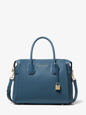 Michael Kors Mercer medium Tri colored pebbled belted buy satchel