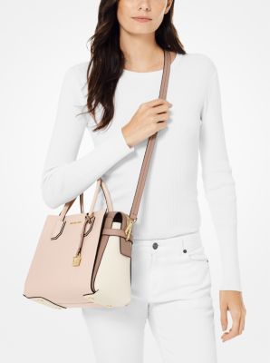 Michael michael kors mercer belted pebble leather sale satchel