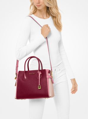 Michael michael kors mercer clearance belted tricolor pebble leather satchel