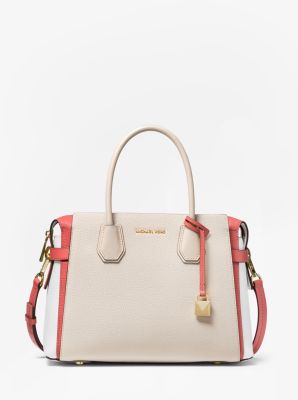 Michael michael kors mercer belted tricolor pebble hot sale leather satchel