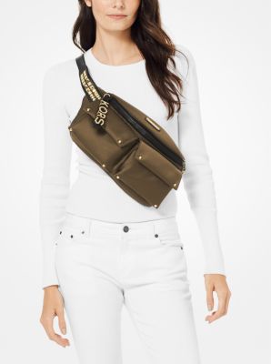 Olivia Large Studded Satin Belt Bag