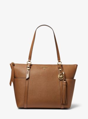 Sullivan Large Saffiano Leather Top-Zip Tote Bag