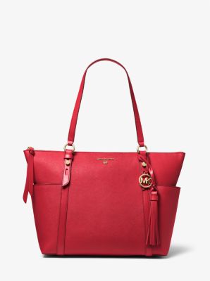 Sullivan Large Saffiano Leather Top-Zip Tote Bag