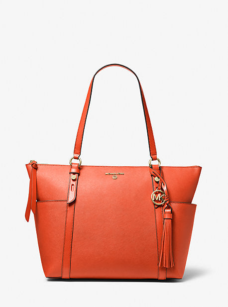 Sullivan Large Saffiano Leather Top-Zip Tote Bag