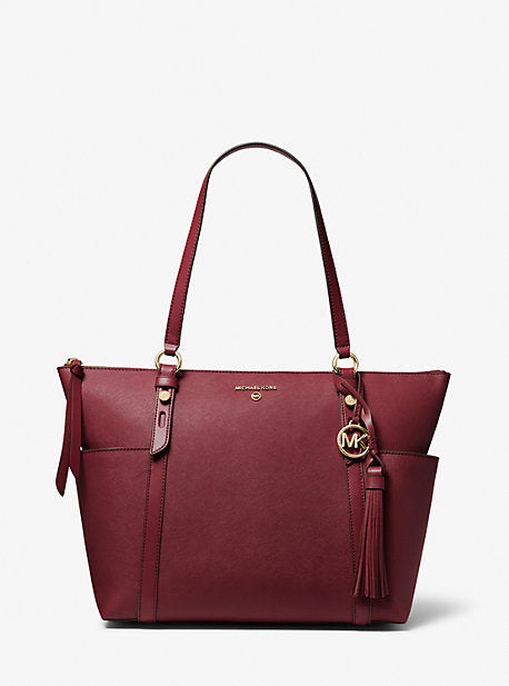 Sullivan Large Saffiano Leather Top-Zip Tote Bag