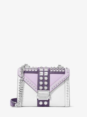 Whitney Small Studded Tri-Color Saffiano Leather Shoulder Bag