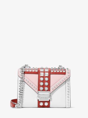 Whitney Small Studded Tri-Color Saffiano Leather Shoulder Bag