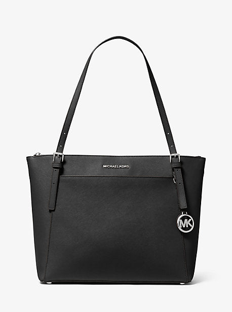 Voyager Large Saffiano Leather Top-Zip Tote Bag