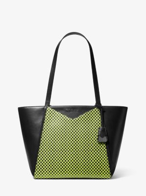 Whitney Large Checkerboard Logo Leather Tote Bag