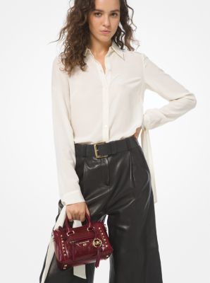 Carine Extra-Small Studded Crinkled Leather Crossbody Bag
