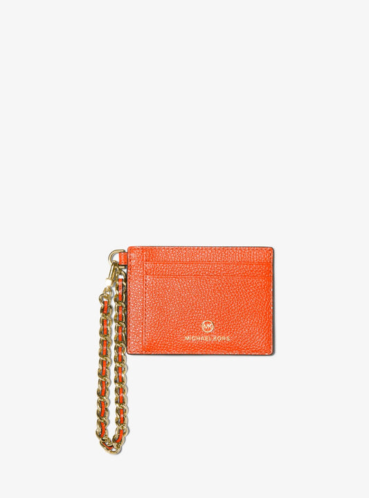 Small Pebbled Leather Chain Card Case