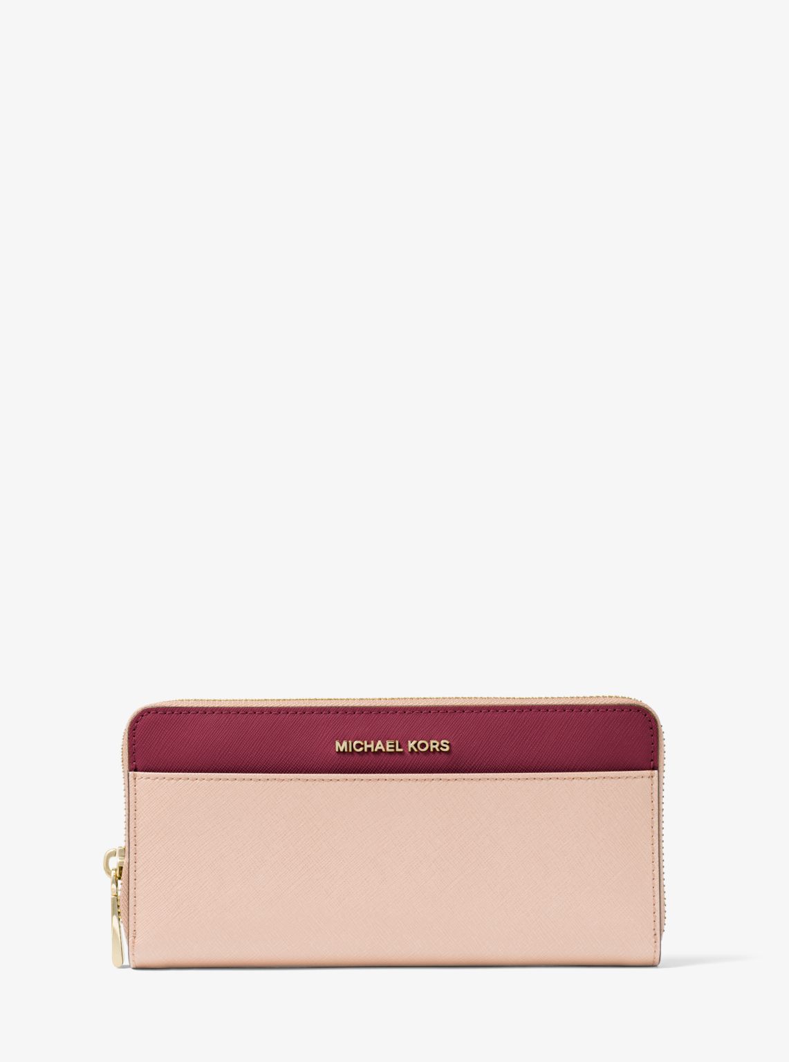 Color-Block Saffiano Leather Continental Wallet