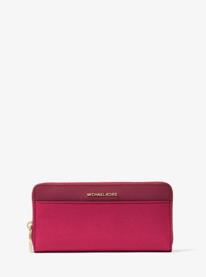 Color-Block Saffiano Leather Continental Wallet