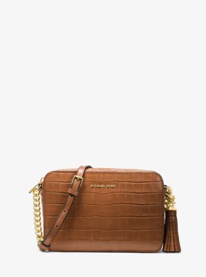 Ginny Medium Crocodile-Embossed Leather Crossbody Bag