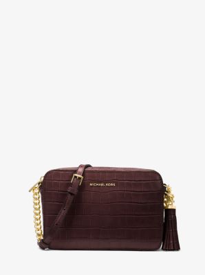 Ginny Medium Crocodile-Embossed Leather Crossbody Bag