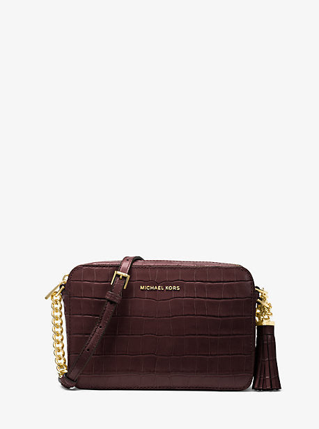 Ginny Medium Crocodile-Embossed Leather Crossbody Bag