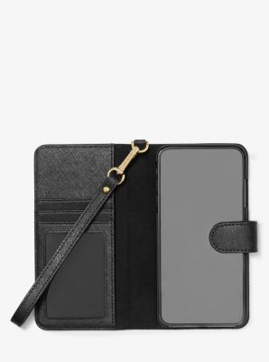 Saffiano Leather Wristlet Folio Case for iPhone XS Max Michael