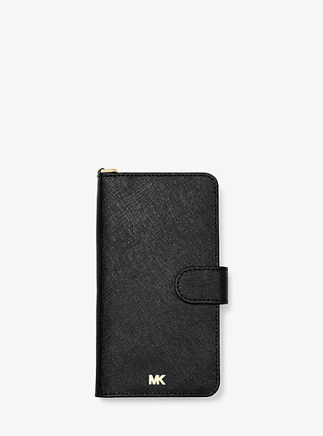 Saffiano Leather Wristlet Folio Case for iPhone XS Max